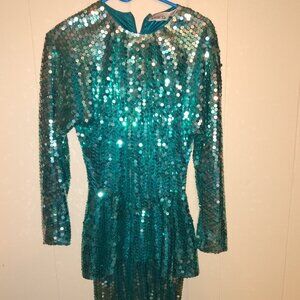 Sequined green holiday dress